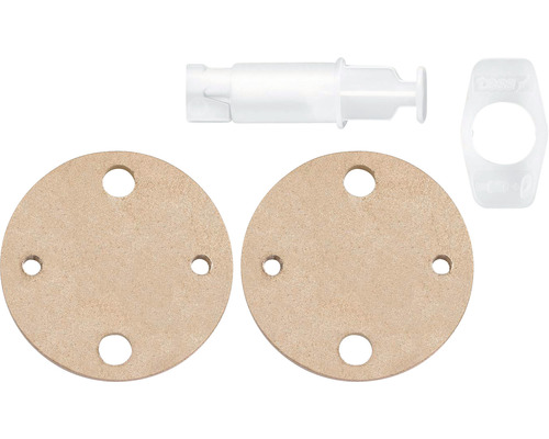 Dichtungssatz für Sanitärarmaturen, bestehend aus zwei Dichtscheiben und zwei Montageteilen