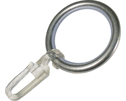 Vorhangring rund mit Haken und Gleiteinlage für Rivoli edelstahl Ø 20 mm 10 Stk. Gardinenring aus Metall mit Faltenlegehaken