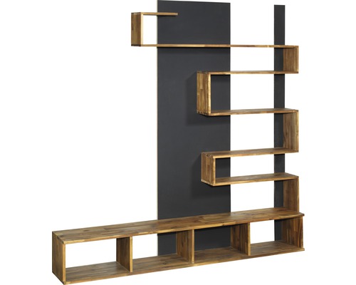 Wandregal aus Holz mit schwarzer Rückwand für Wohnraumgestaltung
