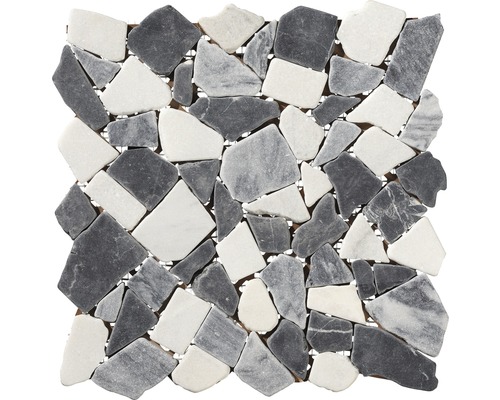 Natursteinmosaik Marmor Marquina grey polygonal 30,0x30,0 cm grau