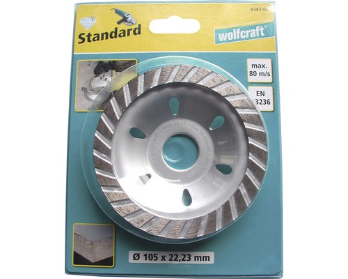 Wolfcraft Standard Diamantschleiftopf mit Durchmesser 105 x 22,23 Millimeter