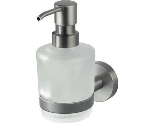 Seifenspender Haceka Kosmos Tec Glas mit Halter edelstahl matt Seifenspender zur Wandmontage mit Glasbehälter