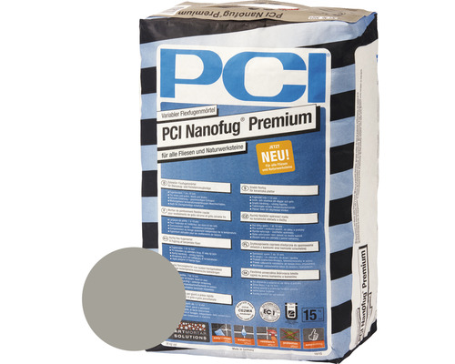 PCI Nanofug® Premium Variabler Flexfugenmörtel für alle Fliesen und Natursteine sandgrau 15 kg PCI Nanofug Premium flexibler Fugenmörtel für Fliesen und Natursteine