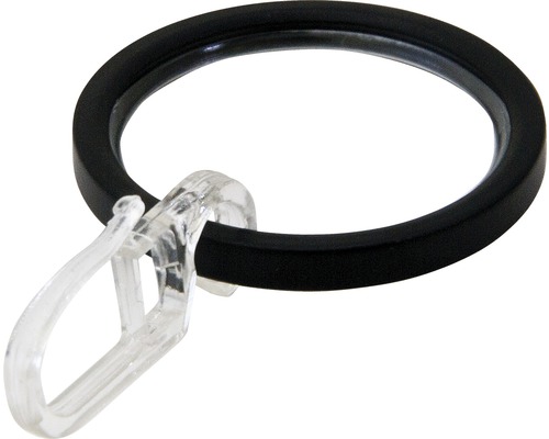 Vorhangring flach mit Haken und Gleiteinlage für Rivoli schwarz Ø 20 mm 10 Stk. Gardinenring mit Clip für Vorhänge