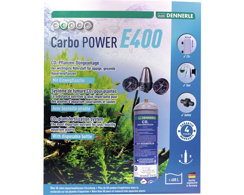 Dennerle Carbo Power E400 CO2 Düngeanlage für Aquarienpflanzen mit Einwegflasche