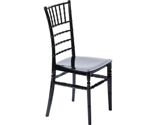 Schwarzer stapelbarer Stuhl aus Kunststoff