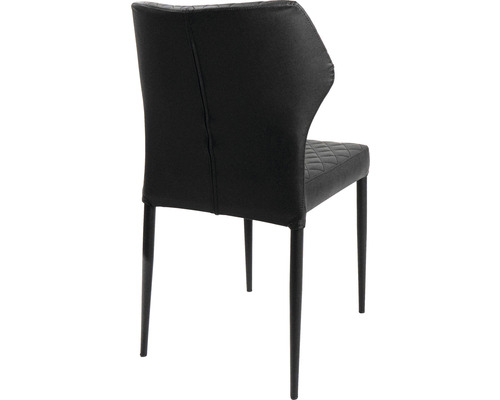 Schwarzer Polsterstuhl mit Metallbeinen von hinten
