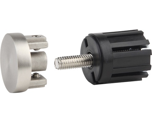 Metallpfostenfuß mit Schraube und Kunststoffadapter