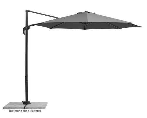 Sonnenschirm Schneider Rhodos Junior Ø 300 cm anthrazit Freiarm-Sonnenschirm mit grauem Bezug und stabilem Standfuß