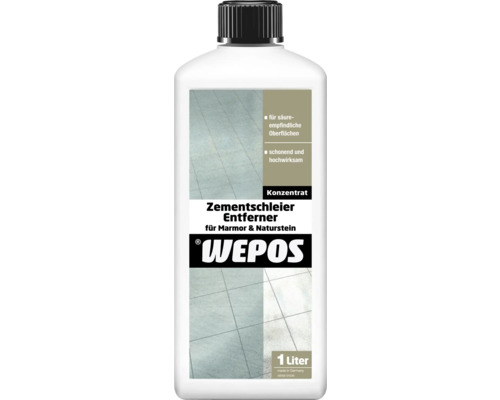 Naturstein und Marmor Zementschleierentferner Wepos 1 L Zementschleierentferner für Marmor und Naturstein, 1 Liter Flasche