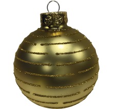 Goldene Weihnachtskugel mit Glitzerstreifen