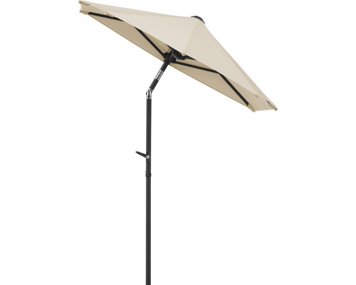 Beiger Sonnenschirm mit schwarzem Gestell