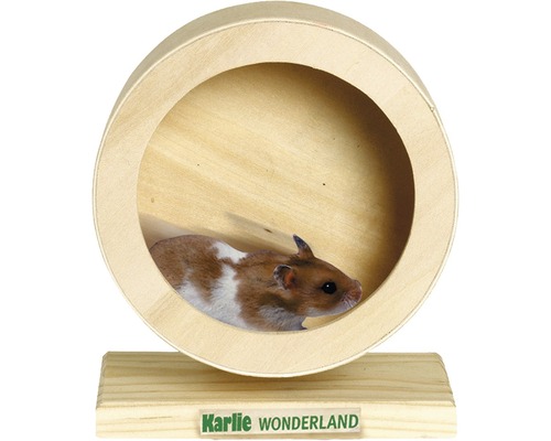 Hamsterrad aus Holz mit Hamster