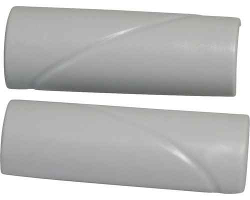 Zwei graue Heizungsrohrverkleidungen aus Kunststoff