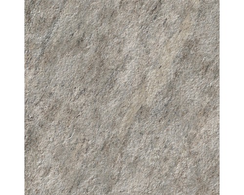 Feinsteinzeug Bodenfliese Quarzite Gris 45x45 cm grau Nahaufnahme einer Bodenfliese mit Steineffekt