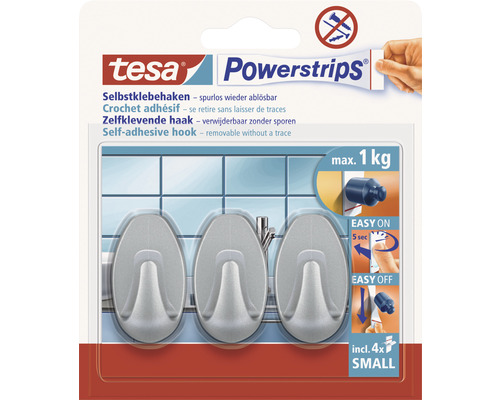 Mini-Haken Tesa Powerstrips Oval chrom matt