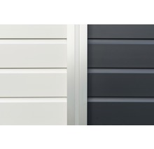 Nahaufnahme von Fassadenverkleidungen in zwei Ausführungen