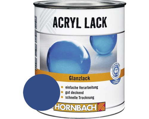 HORNBACH Buntlack Acryllack glänzend enzianblau 125 ml Acryl Lack Dose mit Aufdruck und Hornbach Logo