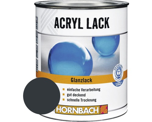 HORNBACH Buntlack Acryllack glänzend anthrazit grau 375 ml Dose Acryllack Glanzlack mit Farbbeispiel und Blauer Engel Siegel