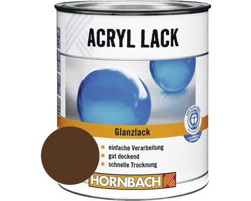 HORNBACH Buntlack Acryllack glänzend nußbraun 125 ml Acryllack Dose mit Braunton und Umweltzeichen Blauer Engel