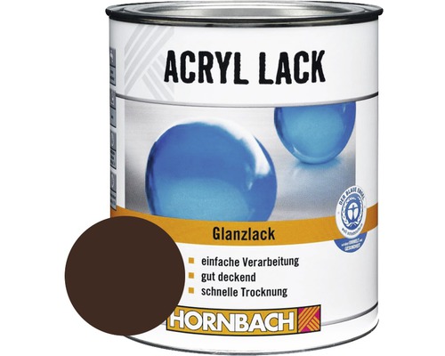 HORNBACH Buntlack Acryllack glänzend schokobraun 375 ml Acryllack Dose mit Braunton und Blauer Engel Umweltzeichen