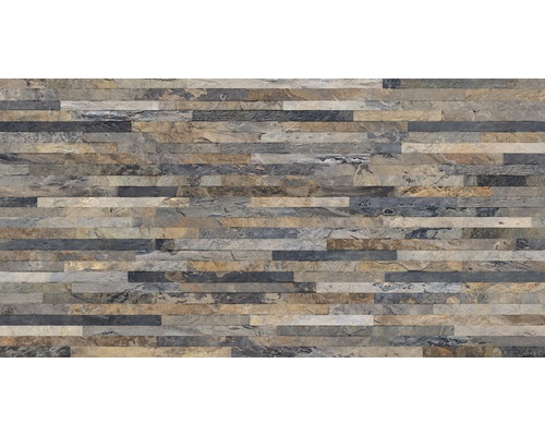 Feinsteinzeug Wandfliese Ardesia Gris 62,5x32 cm grau matt Wandverkleidung aus Naturstein in horizontaler Streifenoptik