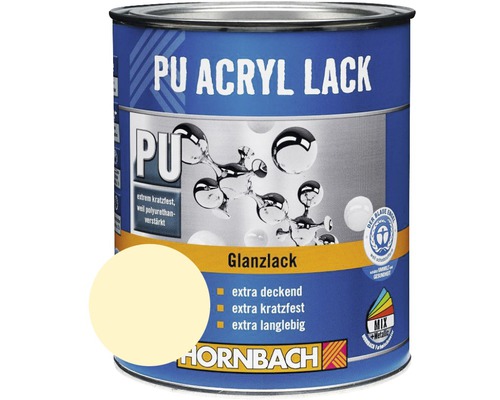 HORNBACH Buntlack PU Acryllack glänzend RAL 1015 hellelfenbein 125 ml