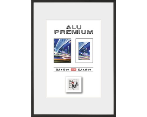 Bilderrahmen Aluminium Duo schwarz 29,7x42 cm (DIN A 3)