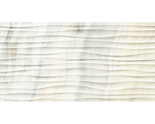 Feinsteinzeug Dekorfliese Dubai Pearl 32x62,5 cm grau matt Dekorative Wandfliese mit Wellenmuster