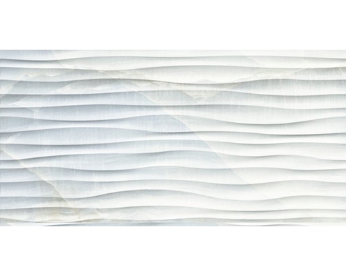 Feinsteinzeug Dekorfliese Dubai Blue 32x62,5 cm blau matt Dekorfliese mit Wellenstruktur für Wandgestaltung