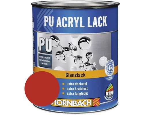 HORNBACH Buntlack PU Acryllack glänzend RAL 3000 feuerrot 375 ml