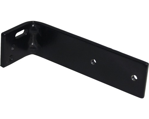 Schwarzer Winkelverbinder mit Befestigungslöchern