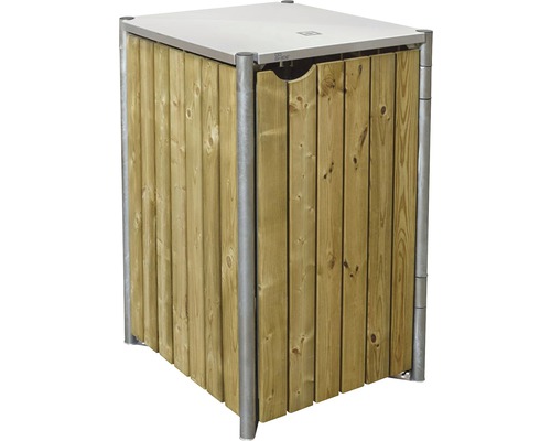 Mülltonnenbox aus Holz und Metall