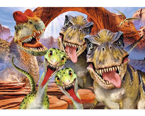 Fototapete Papier 12845P4 Selfies Dinosaurier 2-tlg. 254x184 cm