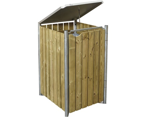 Mülltonnenbox aus Holz mit Metalldach