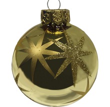 Goldfarbene Christbaumkugel mit Sternenmuster