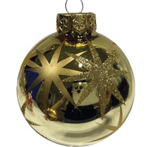 Goldfarbene Weihnachtskugel mit Sternmotiven