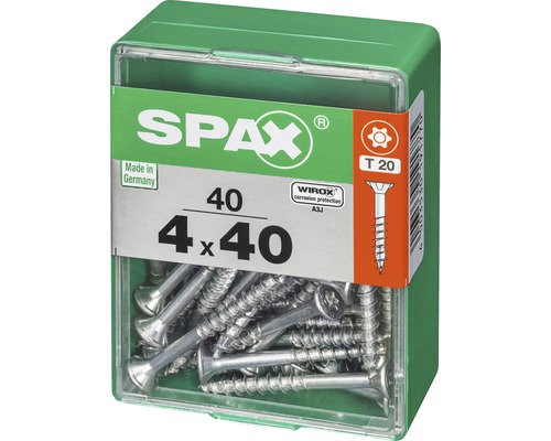 Spax Schrauben 4 mal 40 Millimeter in Kunststoffverpackung