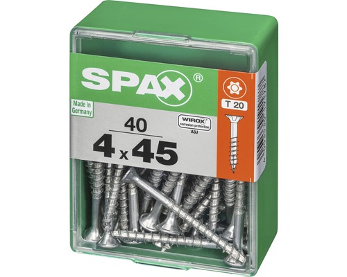 Spax Schrauben 4 mal 45 Millimeter in Verpackung