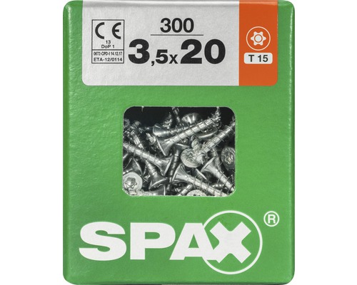 Spax Universalschraube Senkkopf Stahl gehärtet T 15, Holz-Vollgewinde 3,5x20 mm, 300 Stück Spax Universalschraube Senkkopf Stahl gehärtet T 15, Holz-Vollgewinde 3,5x20 mm, 300 Stück