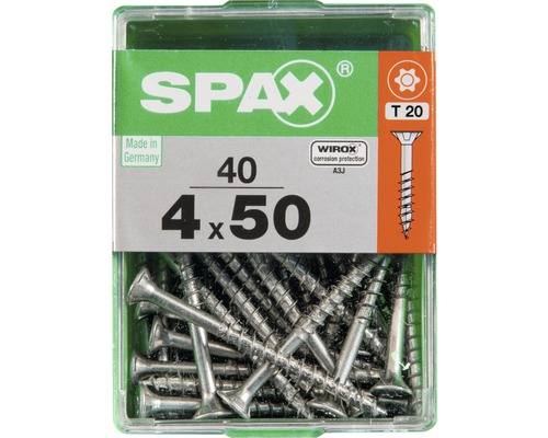 Spax Universalschraube Senkkopf Stahl gehärtet T 20, Holz-Teilgewinde 4x50 mm, 40 Stück Spax Universalschraube Senkkopf Stahl gehärtet T 20, Holz-Teilgewinde 4x50 mm, 40 Stück