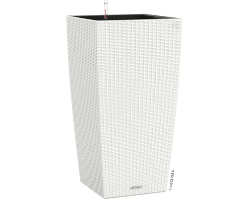 Pflanzvase Lechuza Cubico Cottage Kunststoff 40x40x75 cm weiß Hoher, weißer Pflanzkübel mit Bewässerungssystem