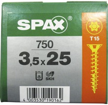 Spax Universalschraube Senkkopf Stahl gehärtet T 15, Holz-Vollgewinde 3,5x25 mm, 750 Stück