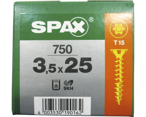 Spax Universalschraube Senkkopf Stahl gehärtet T 15, Holz-Vollgewinde 3,5x25 mm, 750 Stück Spax Universalschraube Senkkopf Stahl gehärtet T 15, Holz-Vollgewinde 3,5x25 mm, 750 Stück