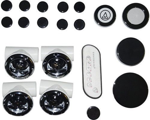 Whirlpoolsystem Sanotechnik Wellness mit Scheinwerfer Sanowhirle Set mit Lampen, Fernbedienung und Knöpfen