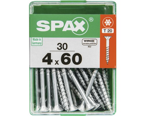 Spax Universalschraube Senkkopf Stahl gehärtet T 20, Holz-Teilgewinde 4x60 mm, 30 Stück Spax Universalschraube Senkkopf Stahl gehärtet T 20, Holz-Teilgewinde 4x60 mm, 30 Stück