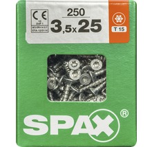 Spax Universalschraube Senkkopf Stahl gehärtet T 15, Holz-Vollgewinde 3,5x25 mm, 250 Stück