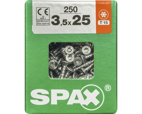 Spax Universalschraube Senkkopf Stahl gehärtet T 15, Holz-Vollgewinde 3,5x25 mm, 250 Stück Spax Universalschraube Senkkopf Stahl gehärtet T 15, Holz-Vollgewinde 3,5x25 mm, 250 Stück