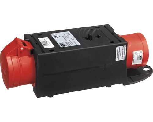 CEE-Adapter / Reduzier-Steckvorrichtung PCE 32 A / 16 A, 5-polig, schwarz-rot Gerätestecker mit Anbaudose