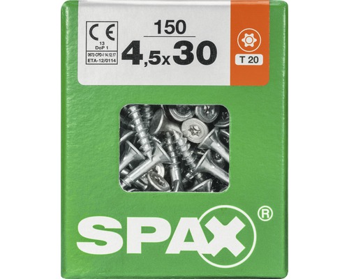 Spax Universalschraube Senkkopf Stahl gehärtet T 20, Holz-Teilgewinde 4,5x30 mm, 150 Stück Spax Universalschraube Senkkopf Stahl gehärtet T 20, Holz-Teilgewinde 4,5x30 mm, 150 Stück